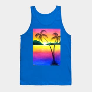 Shaded Sunrise Beach Scenery Soft Pastels Tank Top